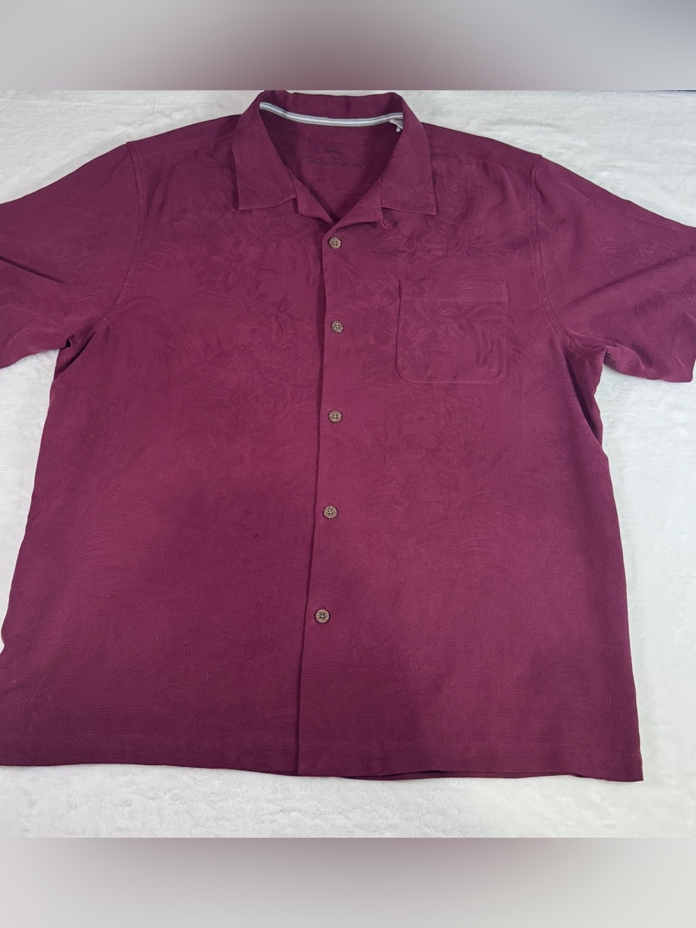 Tommy Bahama 100% Silk Camp Shirt Men’s XL Burgundy Short Sleeve